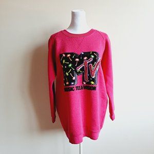 Marc Jacobs Hot Pink MTV Music Television Sweater Sweatshirt Size XS